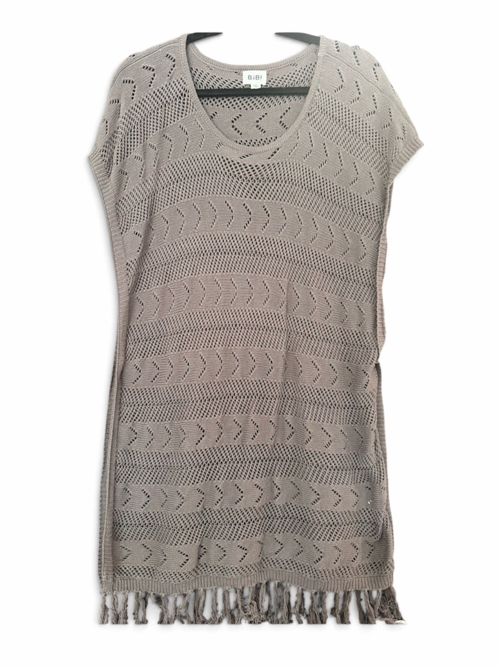 BiBi Taupe Crochet Fringe Swim Coverup
